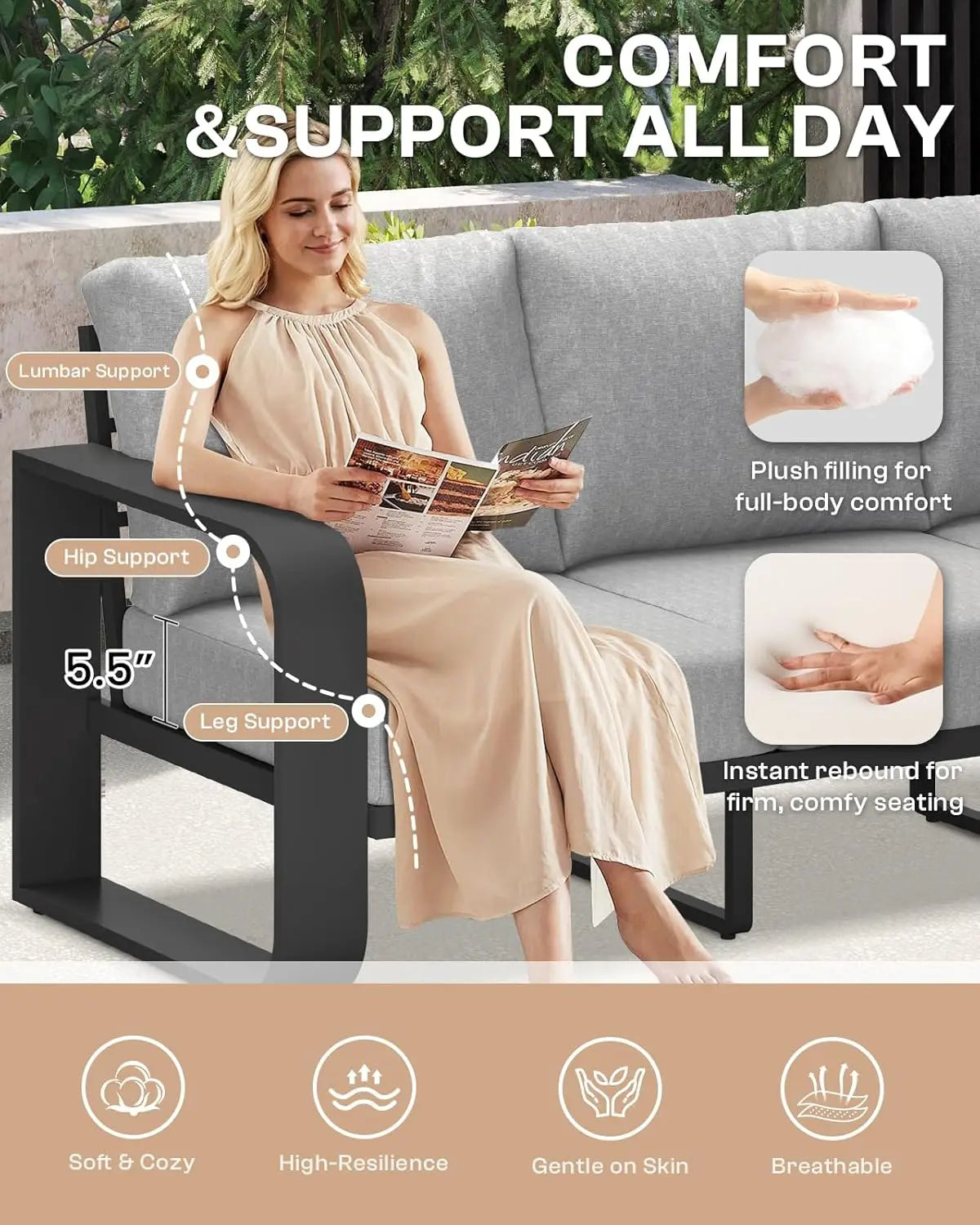4pc Aluminum Patio Conversation Set