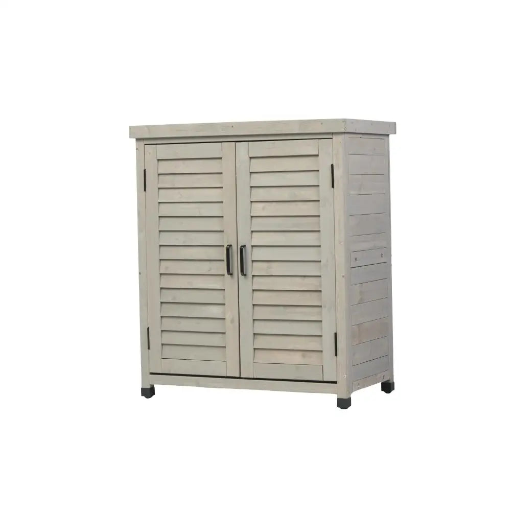 Potting Bench with Storage Cabinet and Metal Table Top for Outdoor Patio,'