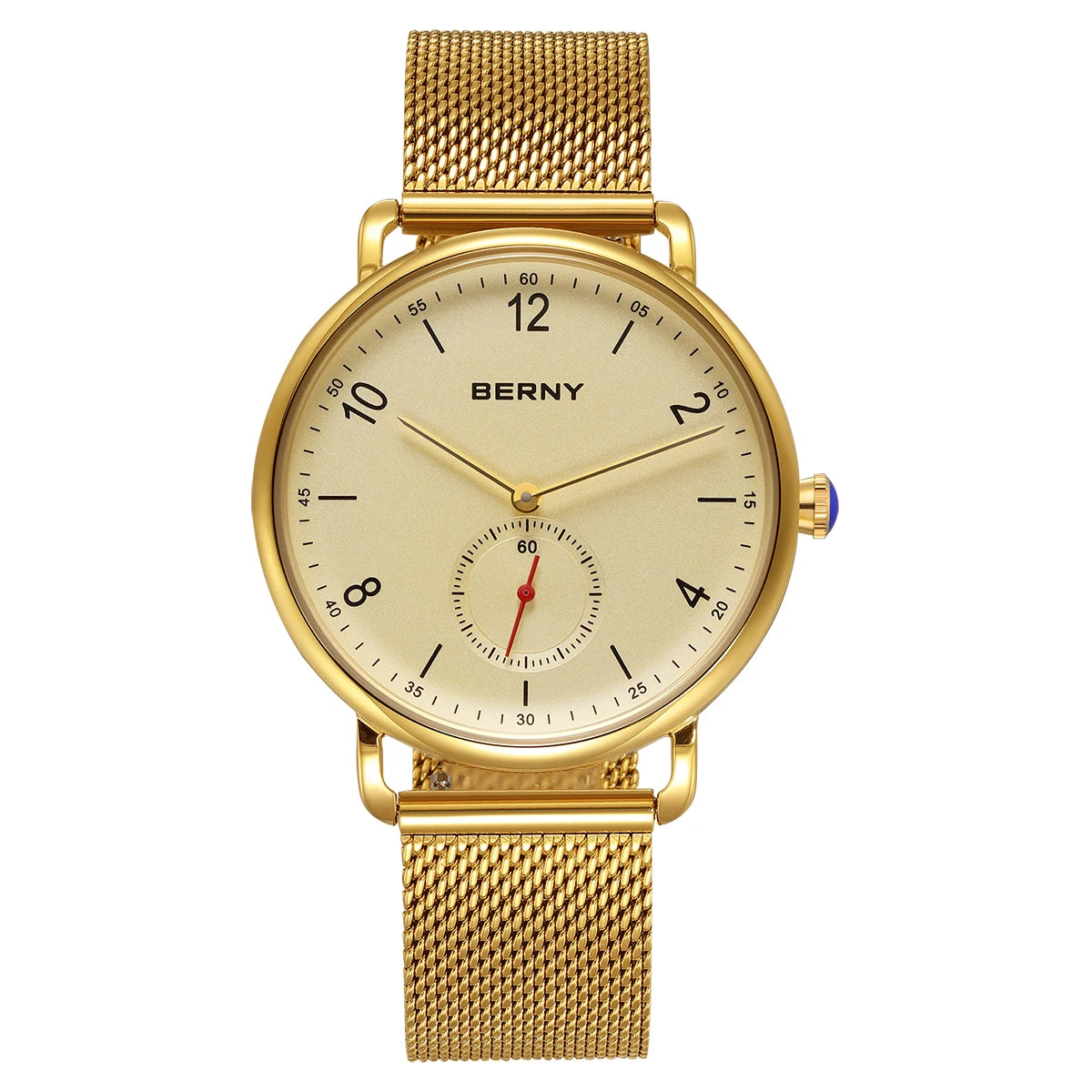 BERNY Quartz Men's Watch  Quality 316L Stainless Steel  Top Slim Case Fashion Couple's Wristwatch Simple Casual Men/Women Watches
