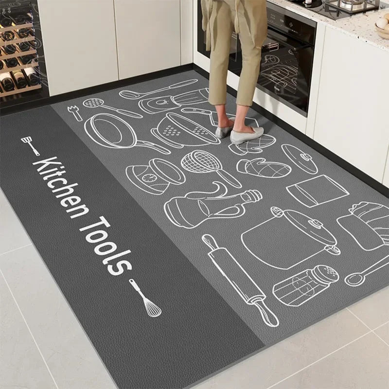 Kitchen Mat Pvc Waterproof Oil-proof Carpet Leather Large Rug