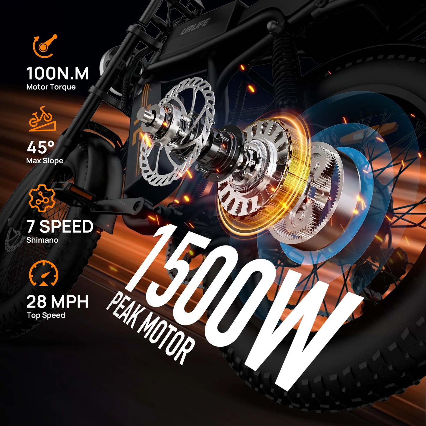 1500W Peak Electric Mountain Bike 48V 15.6Ah 28MPH 100 Mile