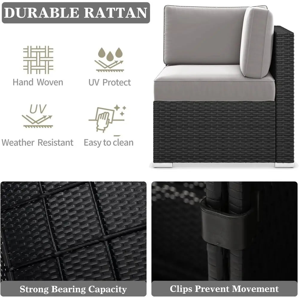 15-Piece Outdoor Patio Furniture Set with Fire Pit Table,  Rattan Sectional Sofa with Coffee Table