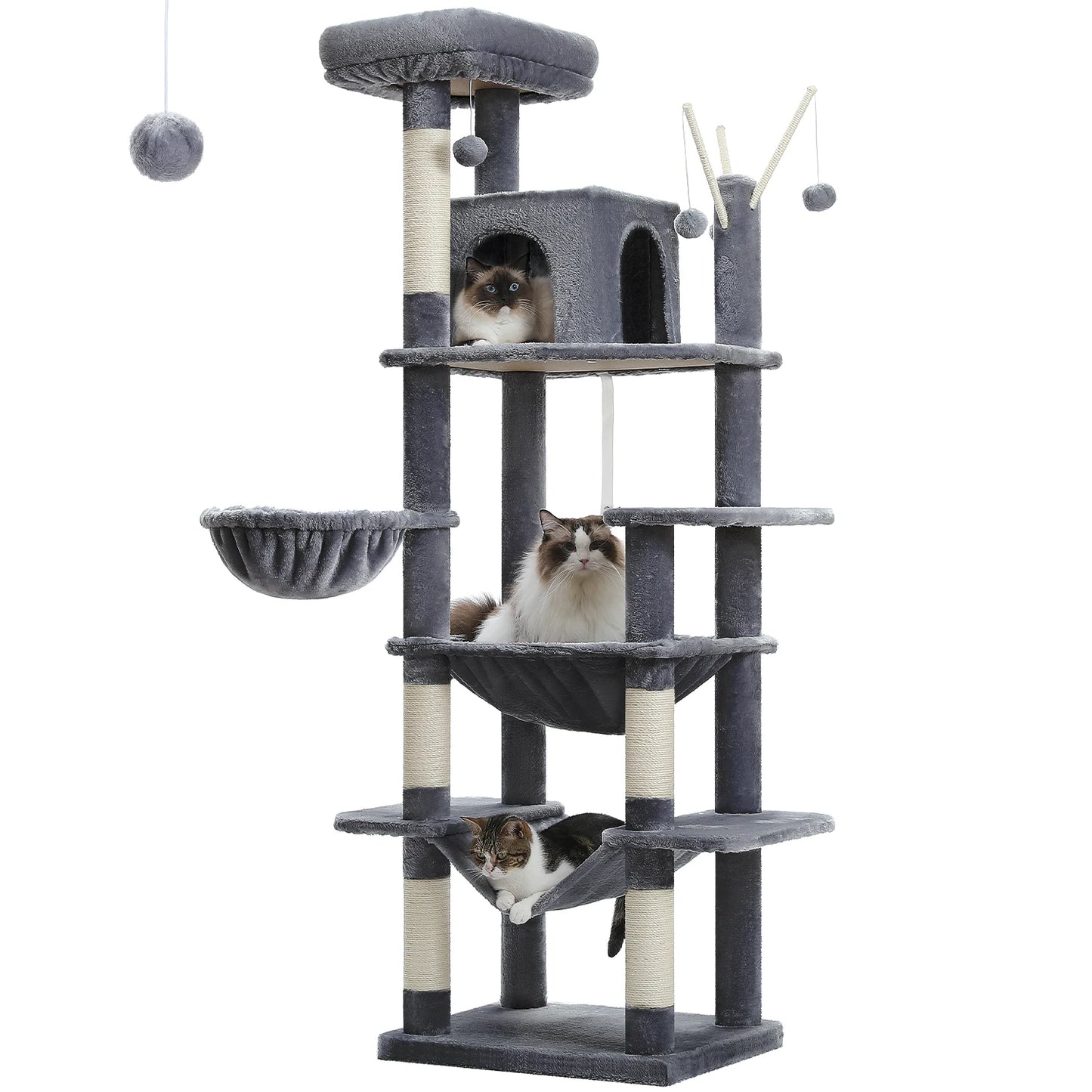 Large Cat Tree Tall Cat Tower for Indoor Cats Multi-Level Plush Cat Condo