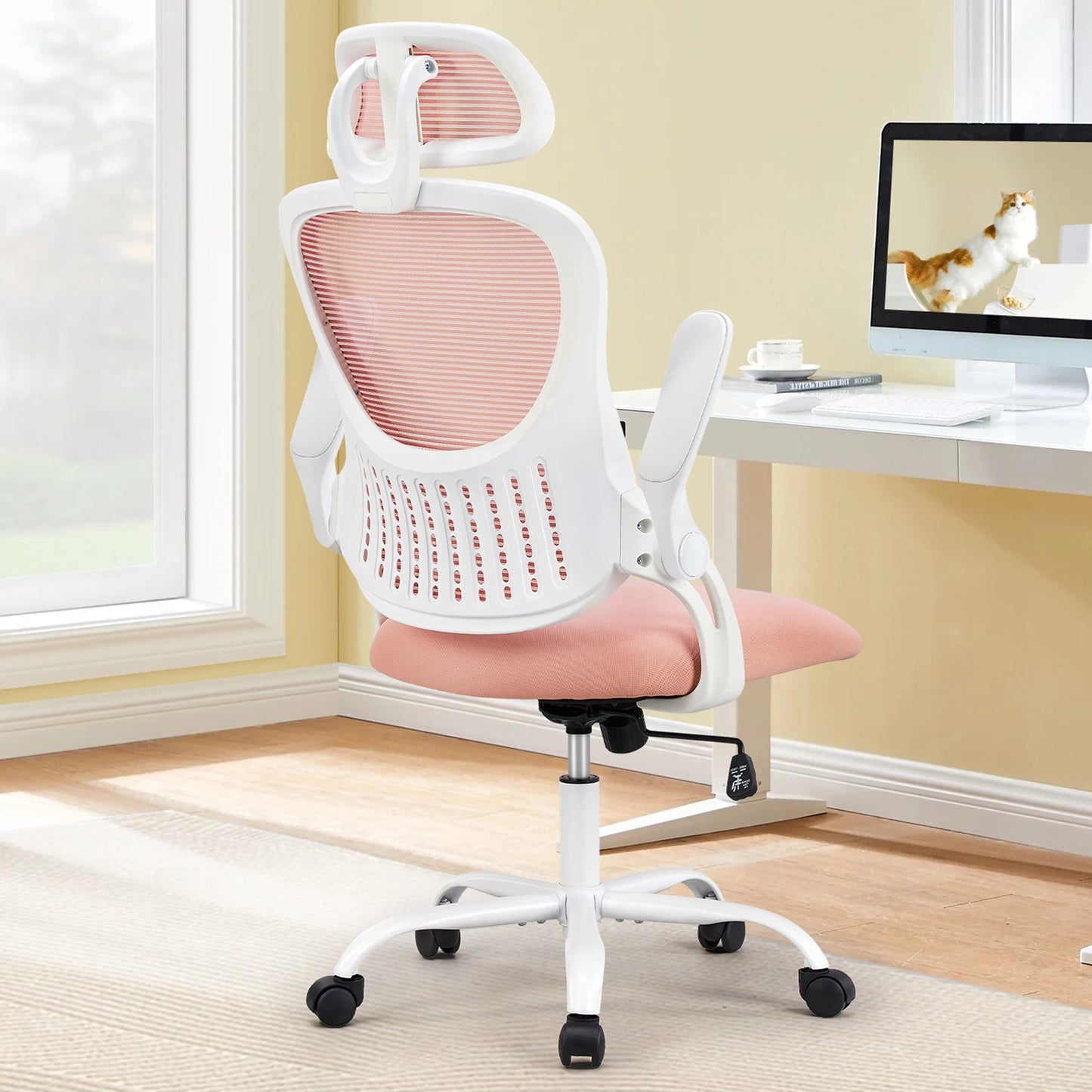 Office Computer Desk Chair Flip-up Arms Adjustable Headrests