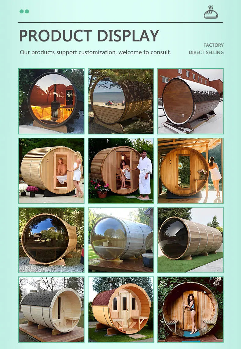 Wholesale barrel sauna wooden door 6 people homemade steam