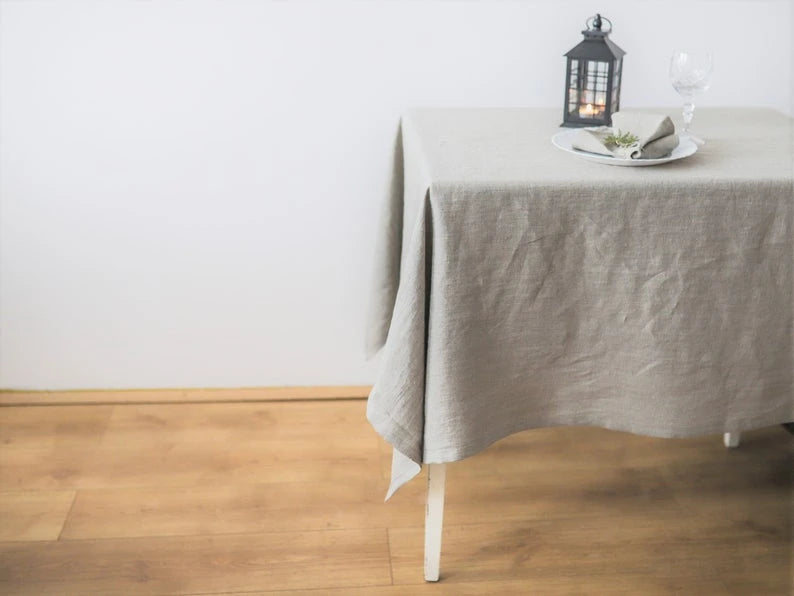 Natural Fabric Tablecloth,100% Pure Linen Solid Color Table