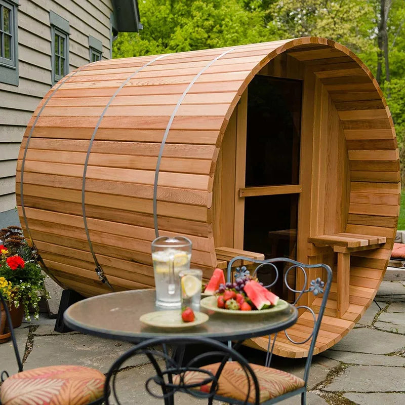 Wholesale barrel sauna wooden door 6 people homemade steam