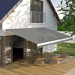 Manual Retractable Patio Awning, Outdoor Window Sun Shelter Shade