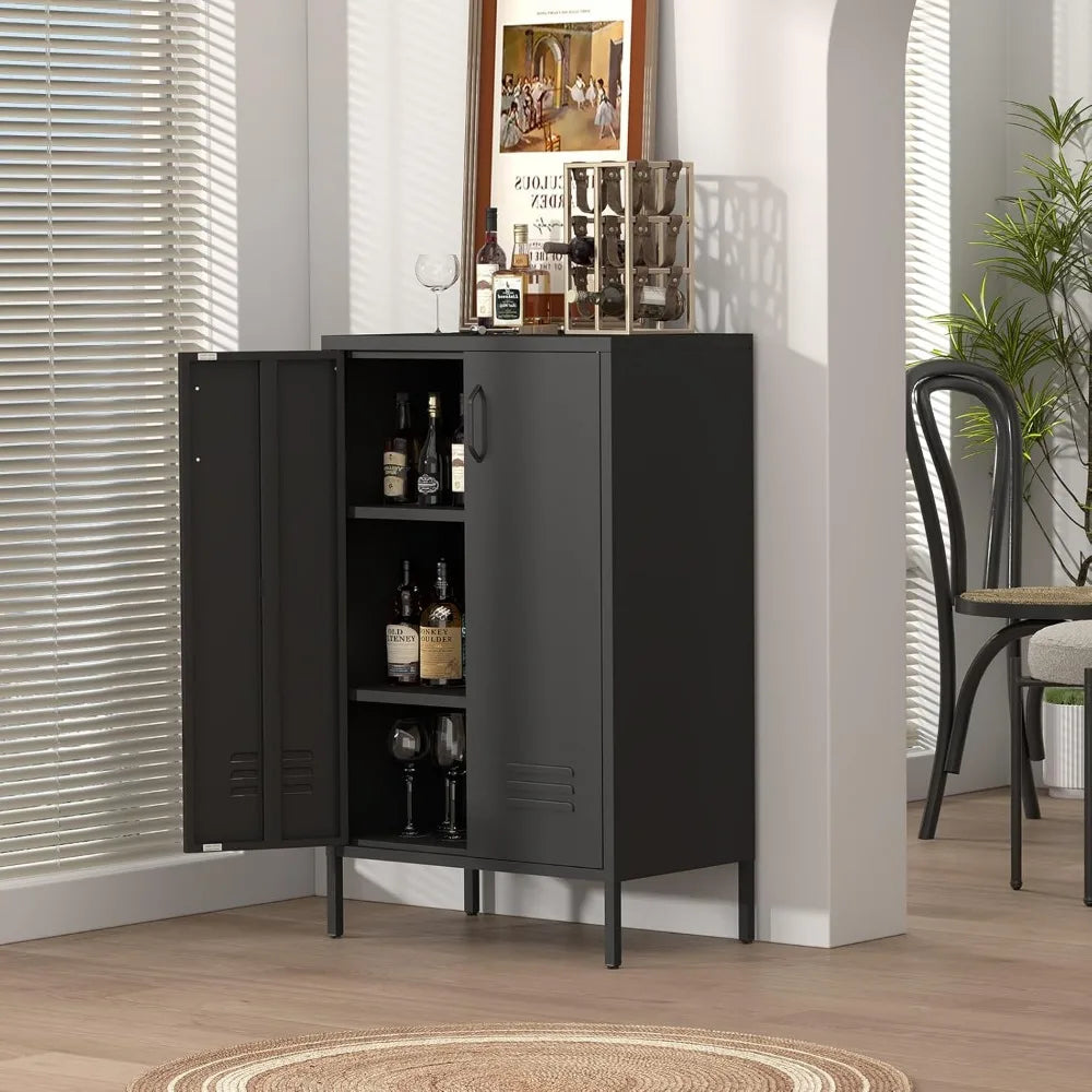Metal Storage Cabinet,2 Door Locker Cabinet with Adjustable Shelves,