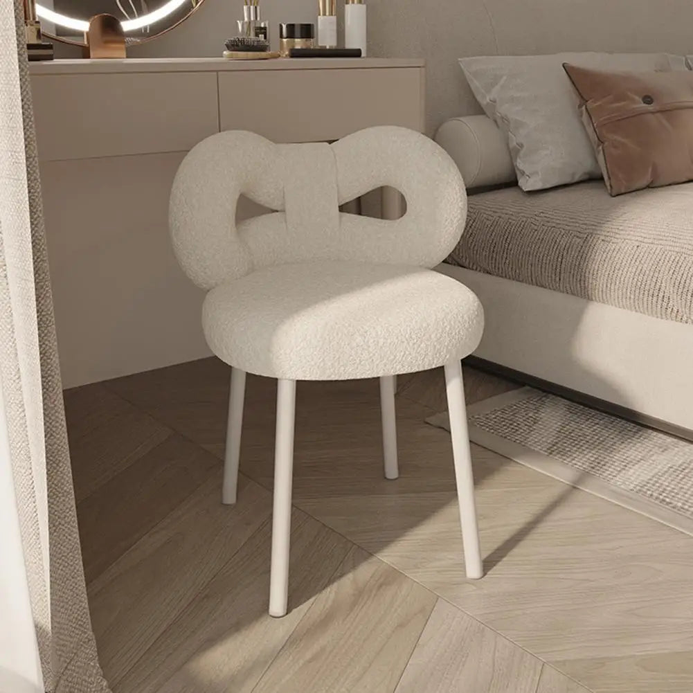 Vanity Stool with Bowknot Backrest