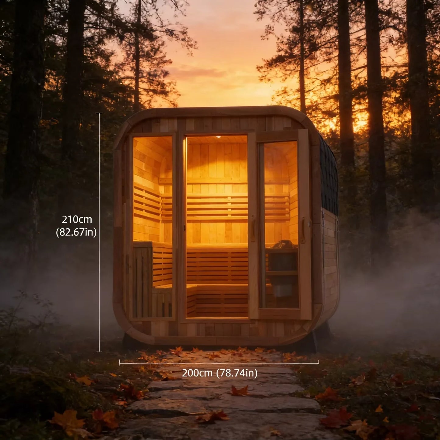 4-6 Persons Garden Sauna Room Outdoor Wooden Dome Sauna Spa Detox Relaxation
