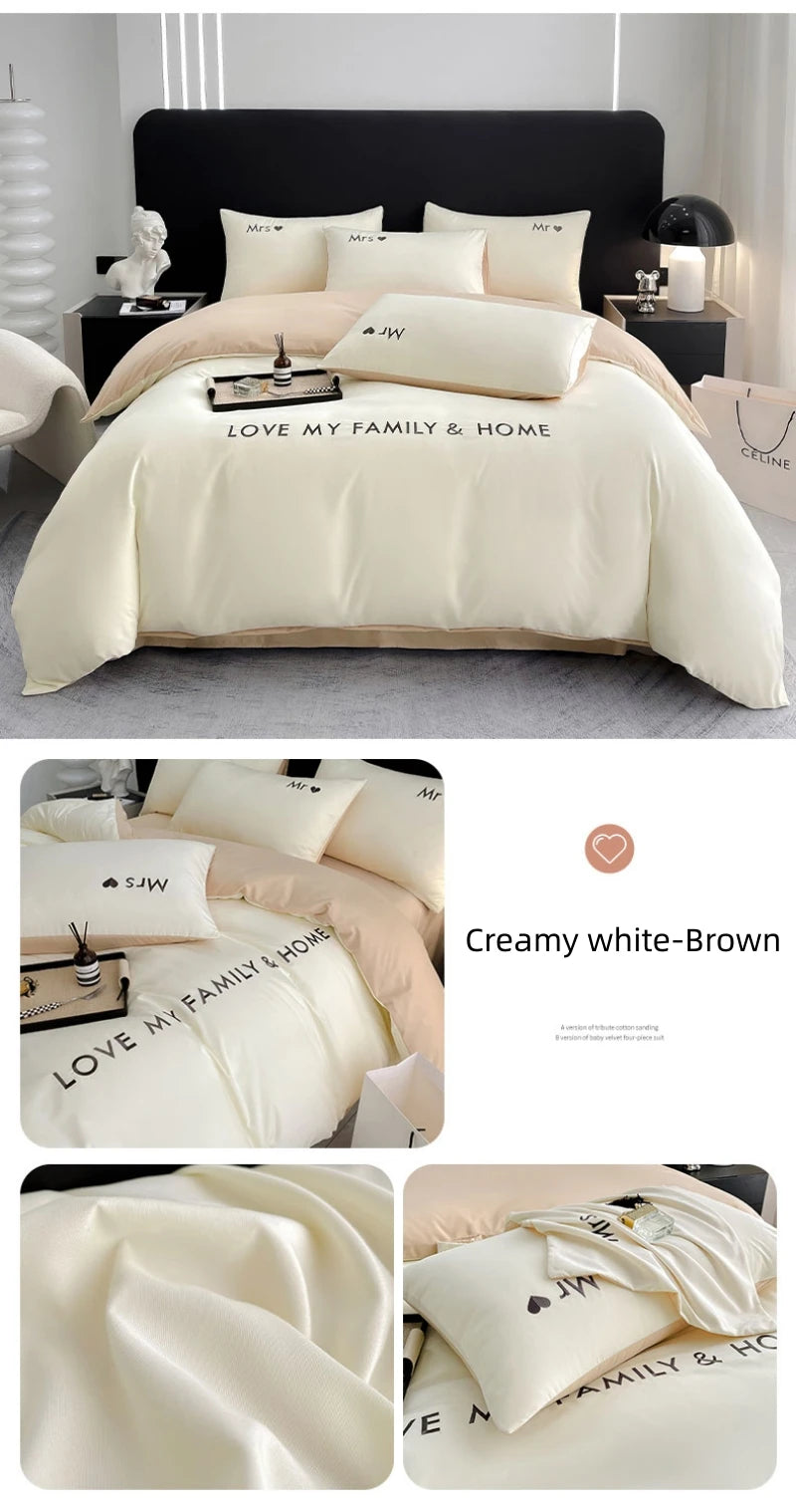 Nordic Luxury Egyptian Cotton Bedding Set King Queen Double Twin Size