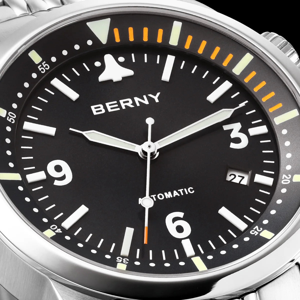 BERNY 20ATM Automatic Men's Diving Watches Top Luminous Sapphire AR Coated Diver Watches