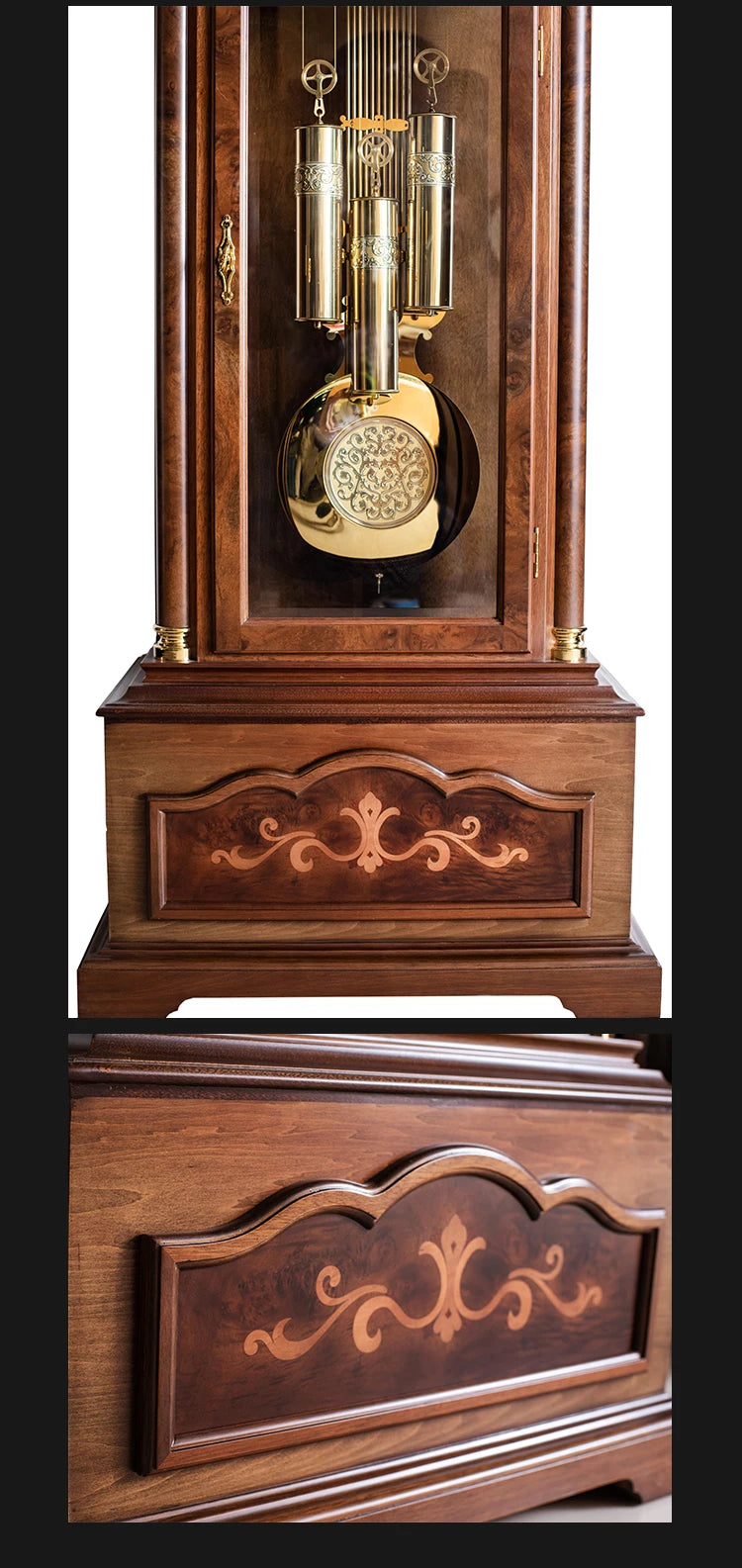 Vertical mechanical floor clock Living room European-style villa seat clock Chinese retro classical pendulum clock