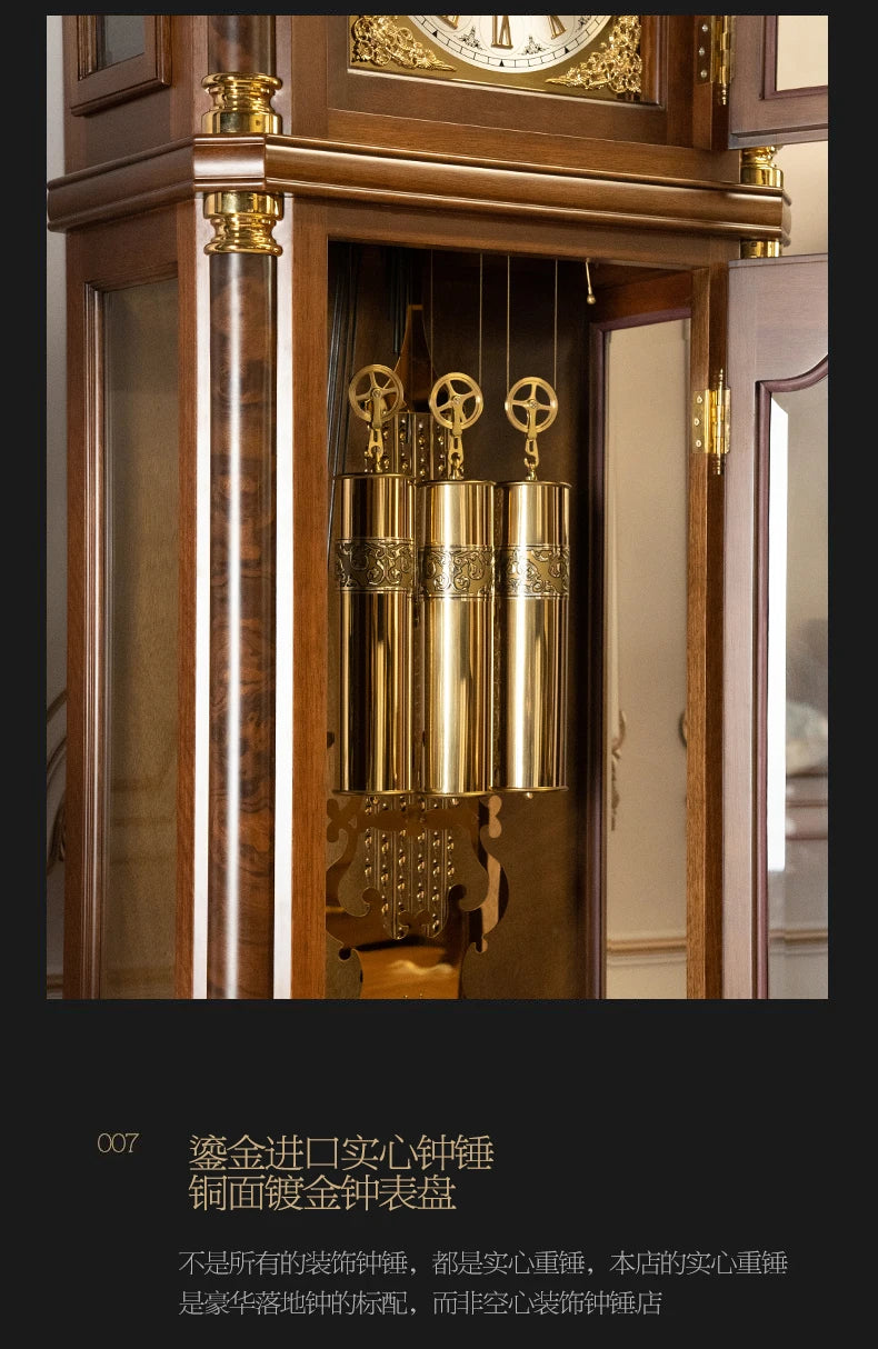 Vertical mechanical floor clock Living room European-style villa seat clock Chinese retro classical pendulum clock