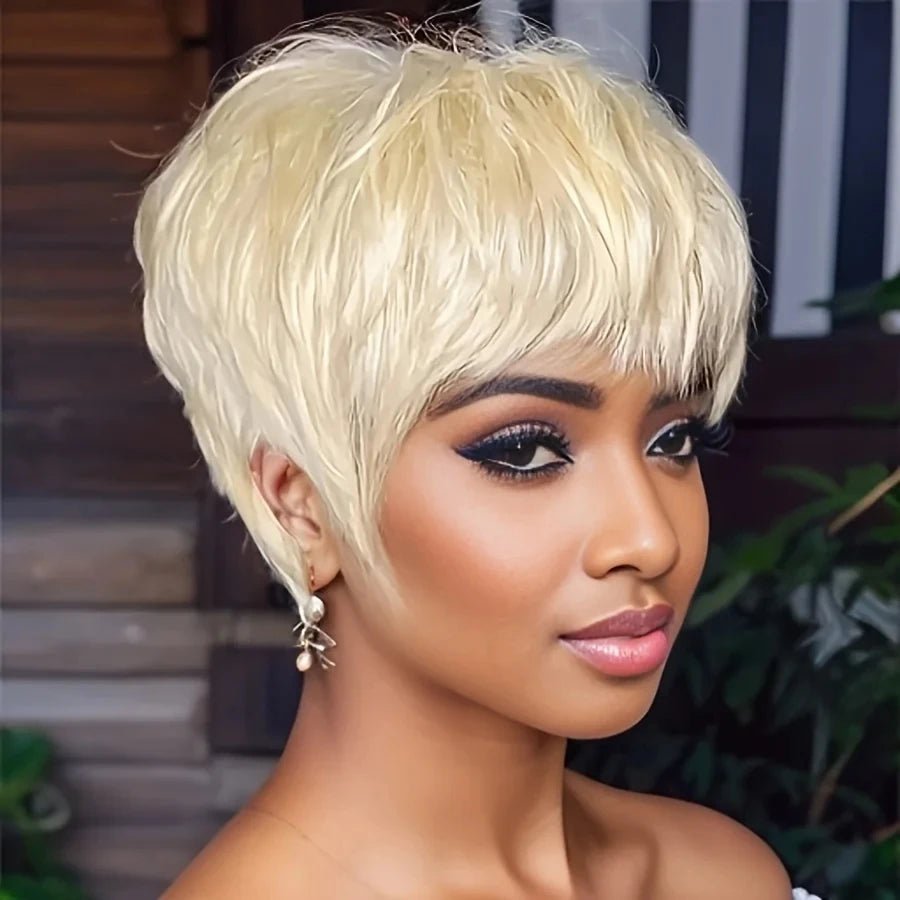 6inch 250% Density Remy Hair Wig 613 Blonde Color