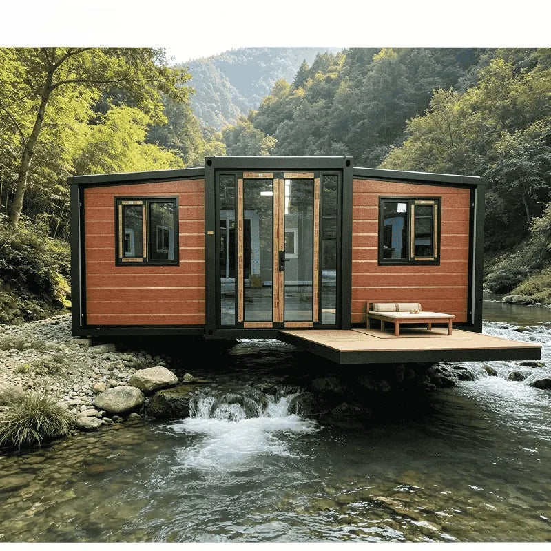 Portable Living Container Tiny House 20ft Foldable Prefab Mobile Modular Office Home Steel Frame Expandable