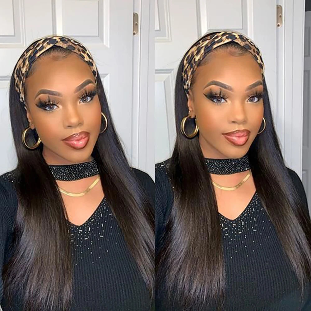 Headband Wig Human Hair Bone Straight Human Hair Wigs