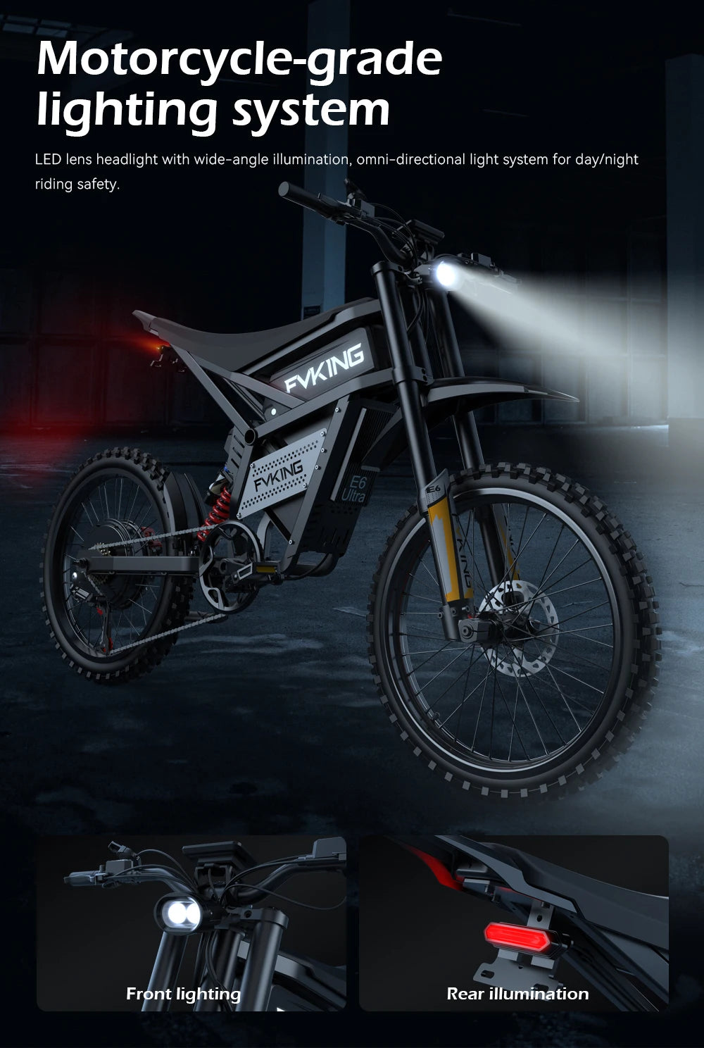 Electric Bike 6000W Peak Electric Dirt Bike 60V30AH Battery