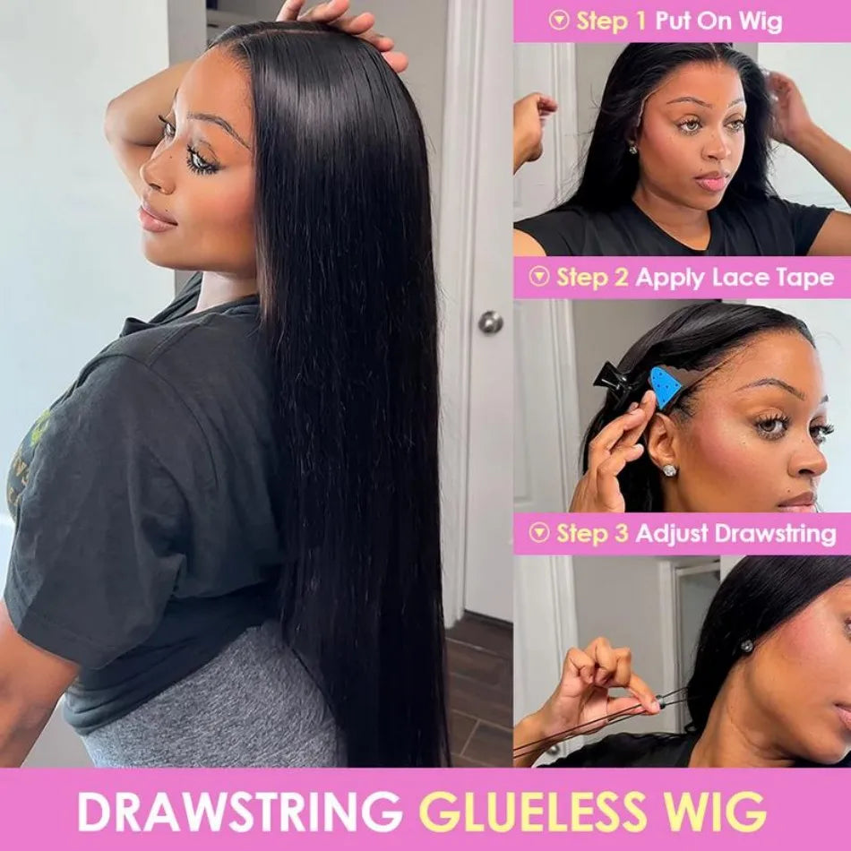 Straight Human Hair Wigs Frontal Wig Glu less