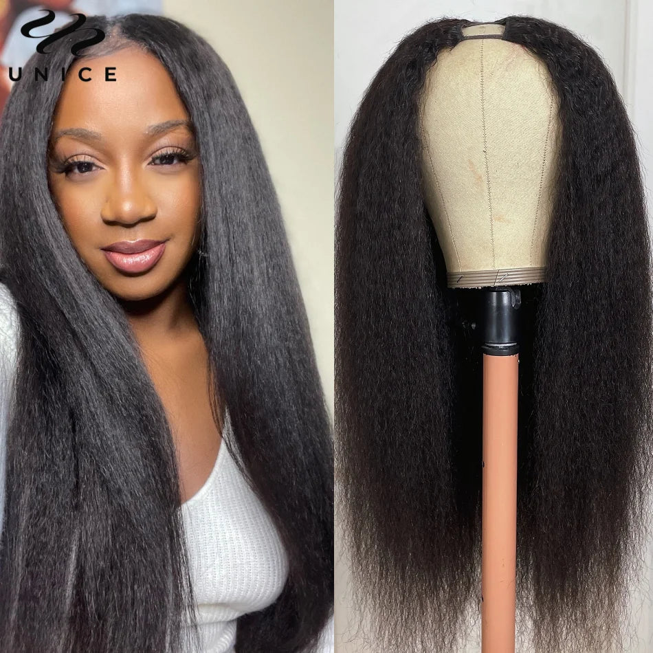 Straight V Part Wig 100% Human Hair Clip-In U Part Wig Beginner Friendly Glueless