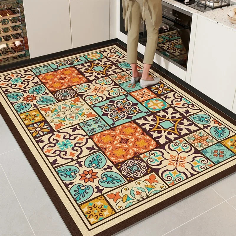 Kitchen Mat Pvc Waterproof Oil-proof Carpet Leather Large Rug