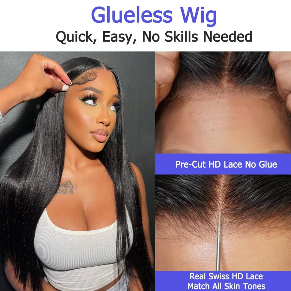 Straight Human Hair Wigs Frontal Wig Glu less