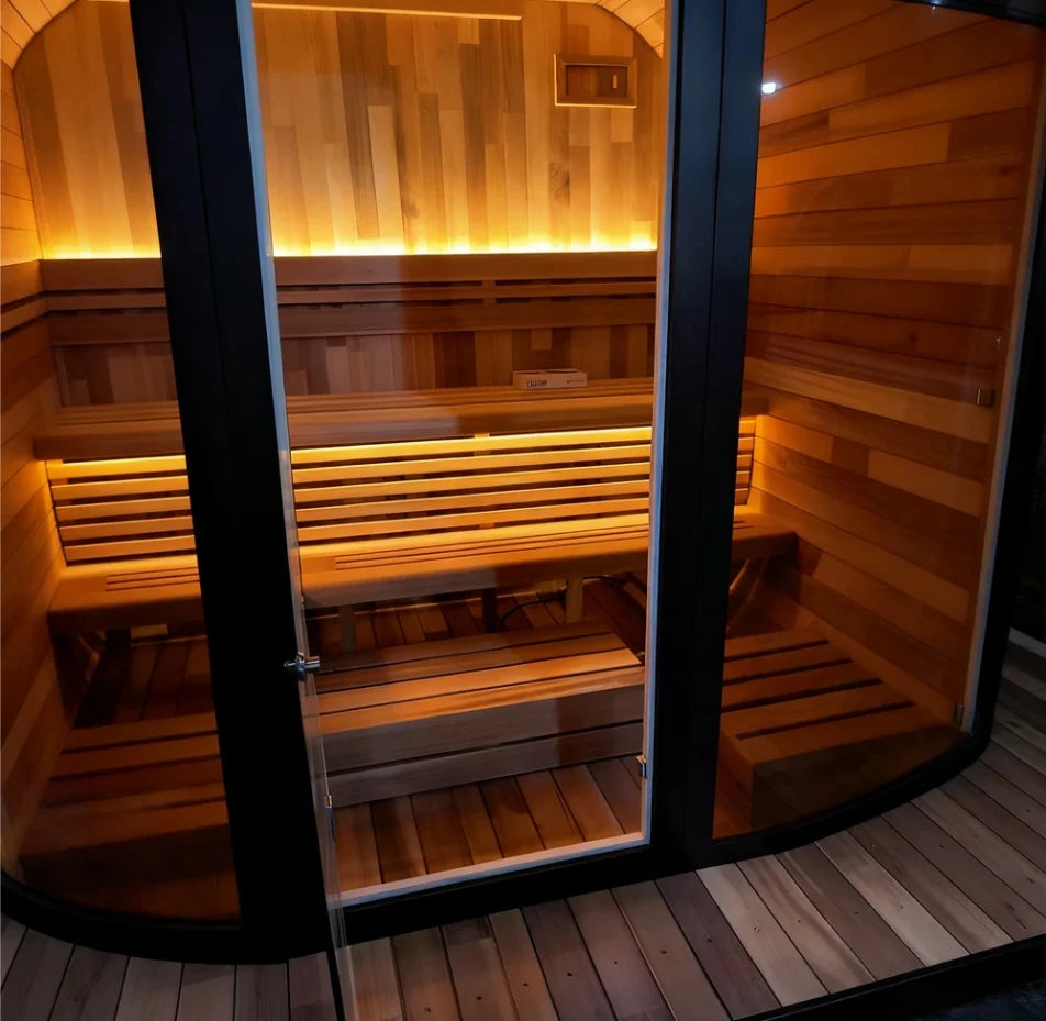 Modern Dry Sauna Room Spliced Redwood 4-6 Person Large Luxury