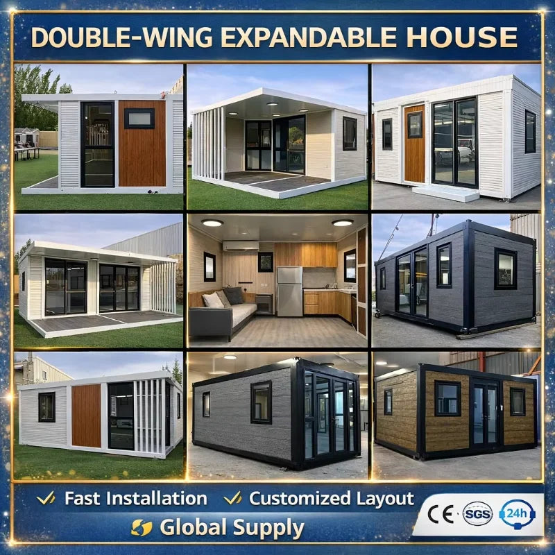 Prefab Houses Module Customized Outdoor Factory Container Home Foldable Tiny 2 3 4 Bedroom Living Container House 20Ft 40Ft