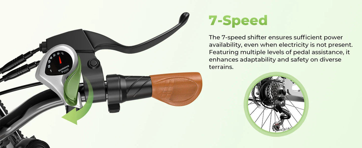 26" Step-Thru Electric Bike for Adult,1000w Peak Motor 80Miles Range,