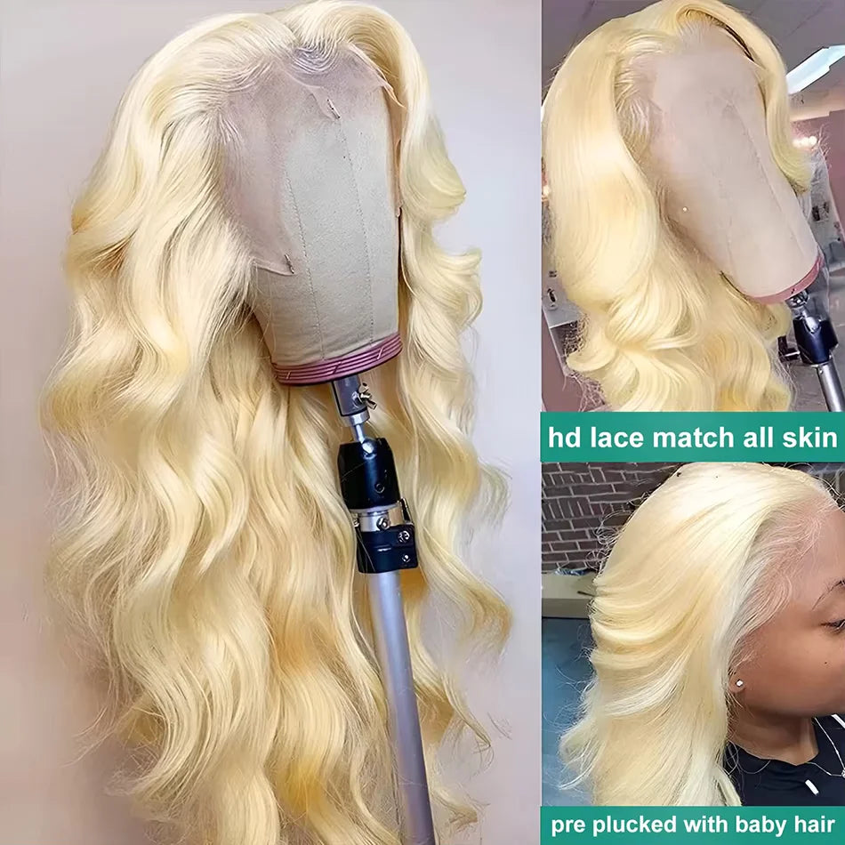 613 Human Hair Wig 13X6 Body Wave Blonde Hd Lace Frontal Wig Pre plucked