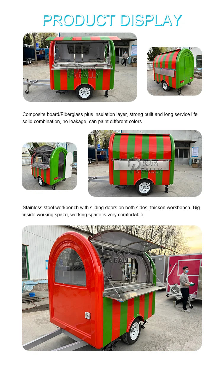 Customized Food Trailer Mobile Food Kiosk Truck Mobile Kitchen Trailer for Hamburger Cart Fast Food Truck with DOT Certification