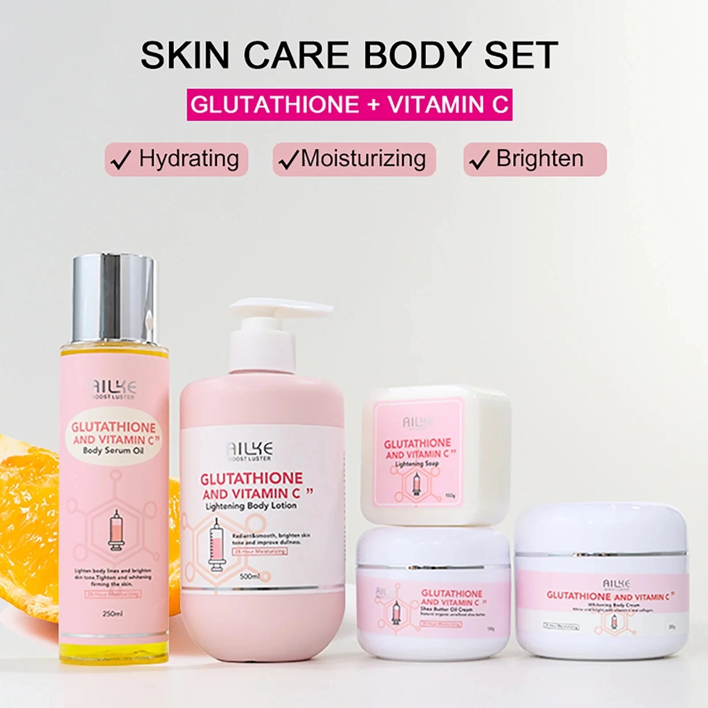 Skin Whitening Set, With Glutathione, Vitamin C, Shea Butter,