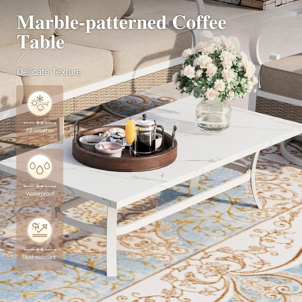 4-Piece Patio Furniture Set with Metal & Rattan Design,