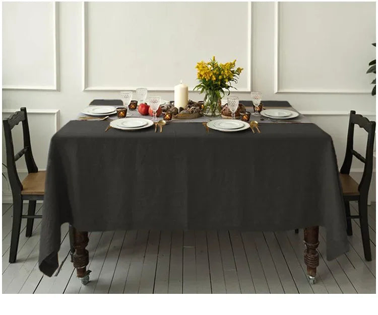 100% Pure Linen Solid Color Table Cover, Natural Fabric Tablecloth