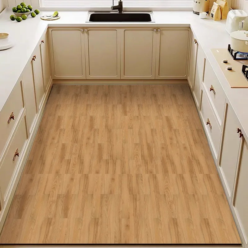 Kitchen Floor Mat Imitation Wood Grain Pvc Leather Waterproof Carpet