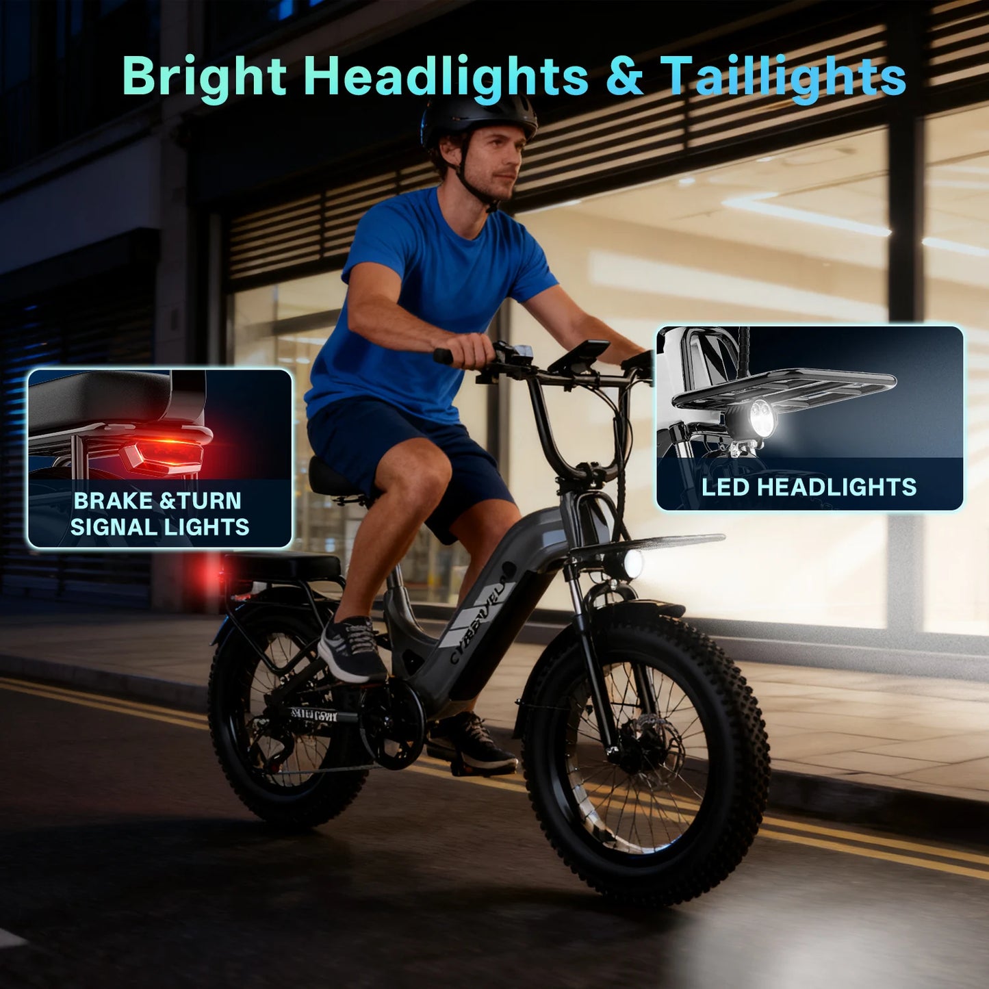 Step-Thru Electric Bike for Adults and Youths,  30+MPH, 20" Fat Tire 7-Speed