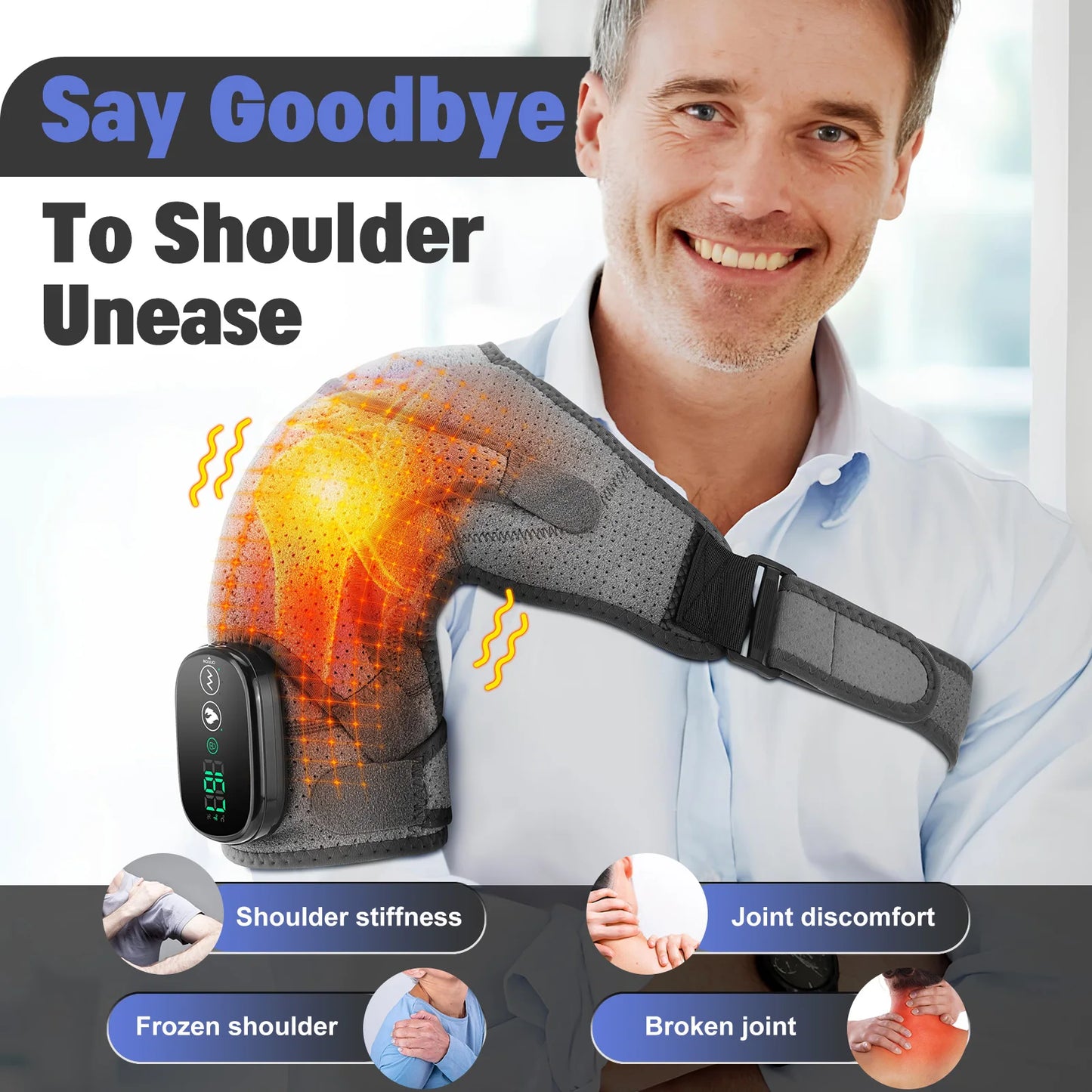 Electric Shoulder Support with Heat & Vibration - Adjustable Comfort Brace