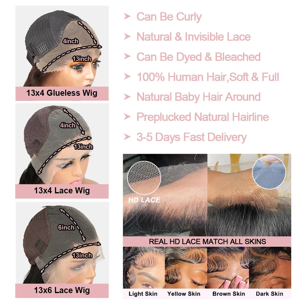 Glueless Bob Wig Natural Body Wave Brazilian Human Hair
