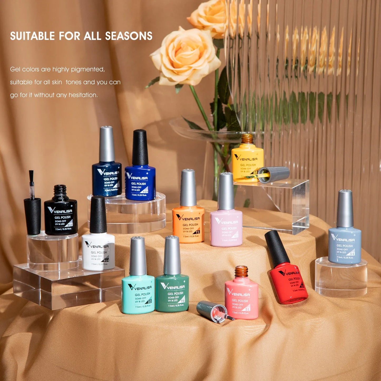 VIP5 Kit Nail Gel Polish HEMA FREE Full Coverage 36/60 Color Gel
