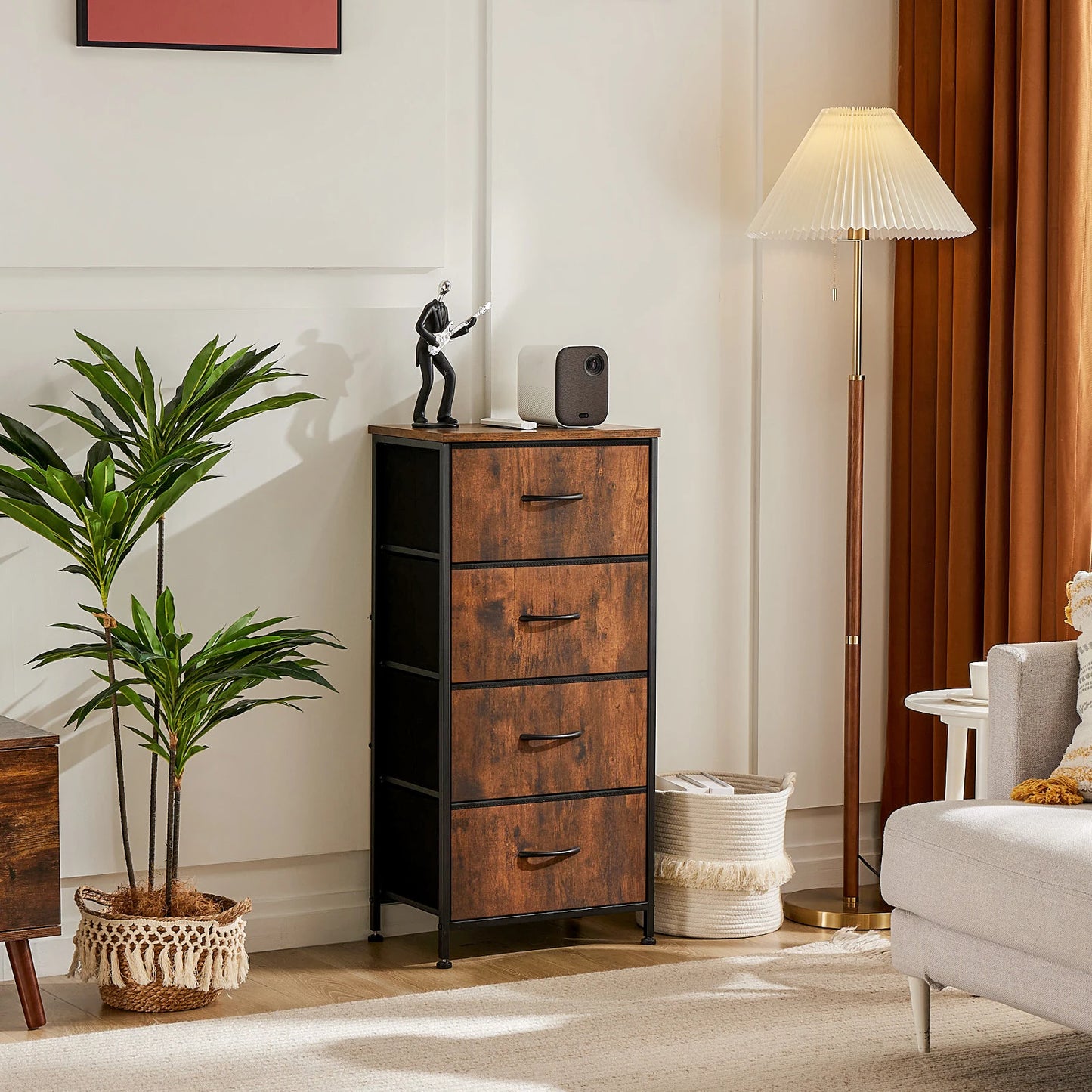 Dresser For Bedroom With 4 Fabric Drawers Nightstand Wardrobe