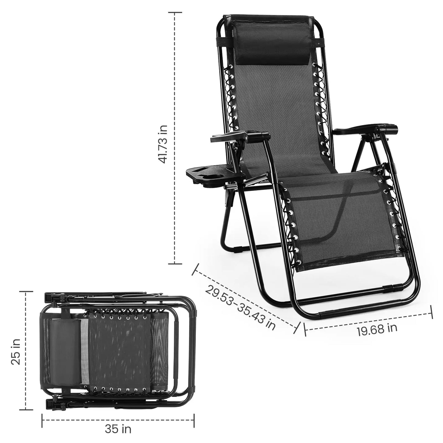 Zero Gravity Set of 2 Portable Recliner Camping Patio Out door