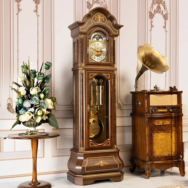 Vertical mechanical floor clock Living room European-style villa seat clock Chinese retro classical pendulum clock