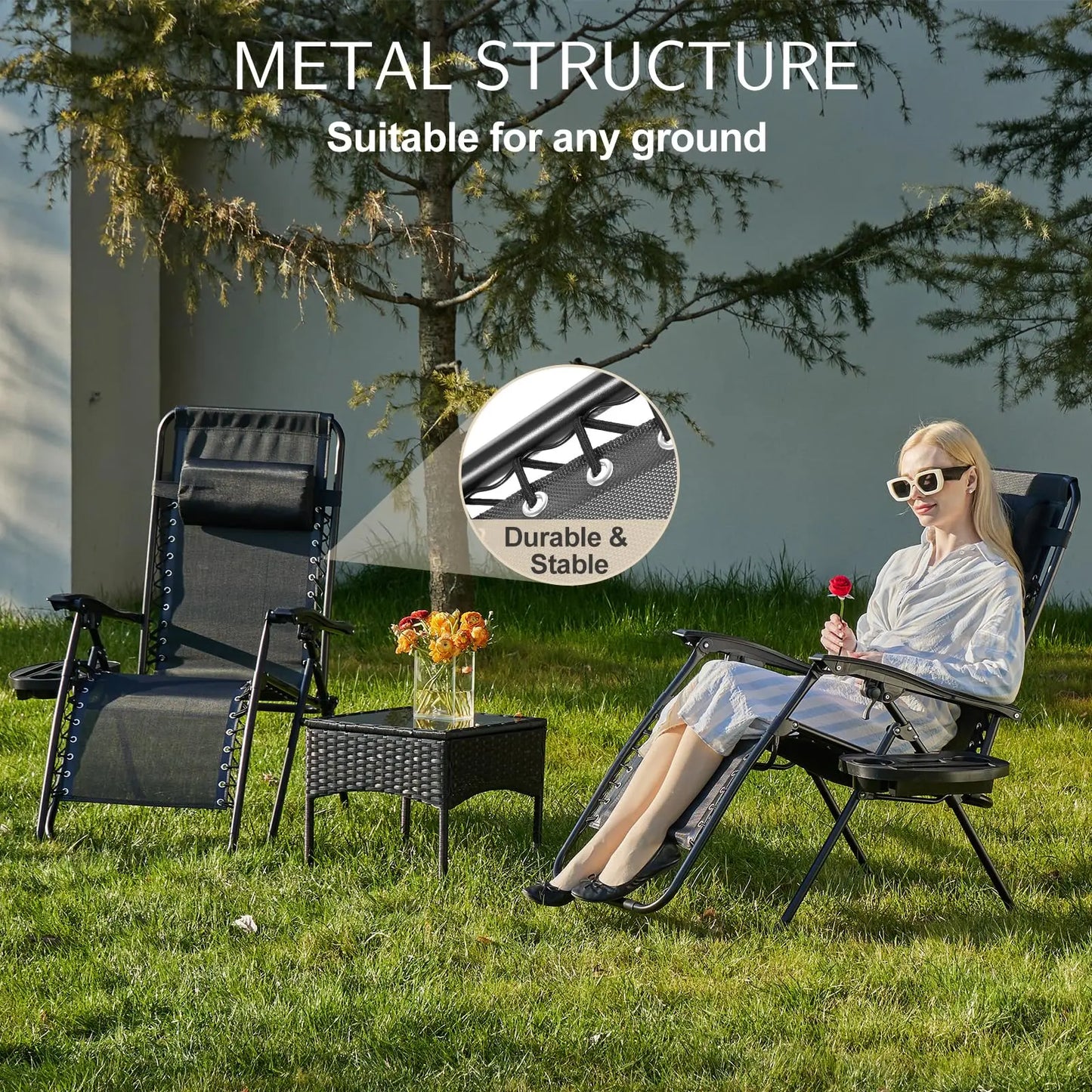 Zero Gravity Set of 2 Portable Recliner Camping Patio Out door