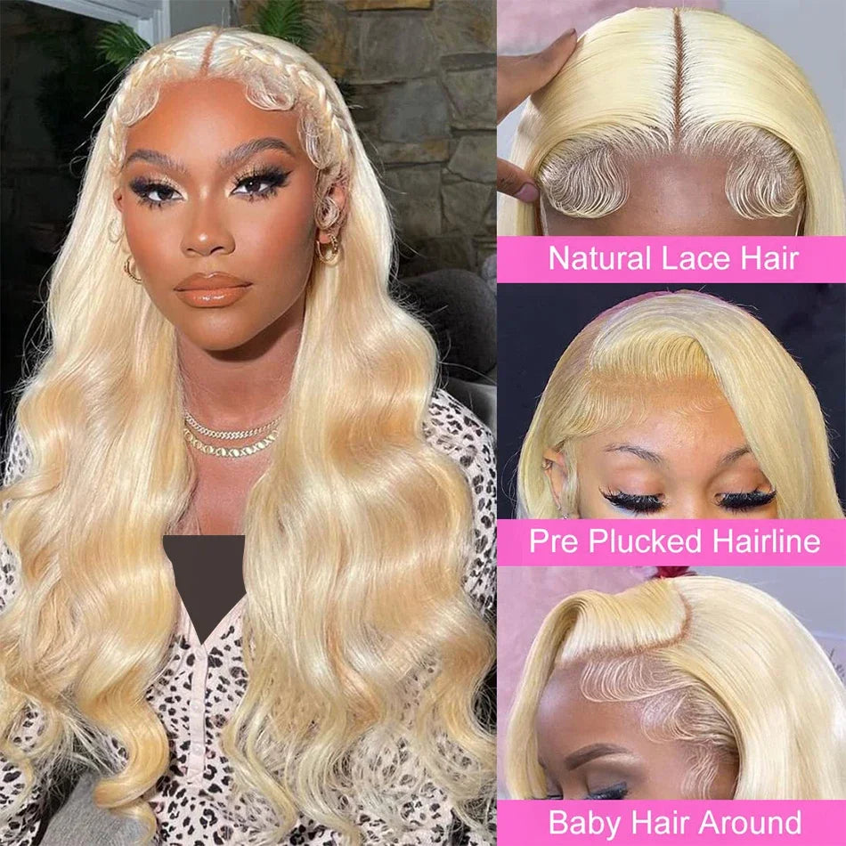 613 Human Hair Wig 13X6 Body Wave Blonde Hd Lace Frontal Wig Pre plucked