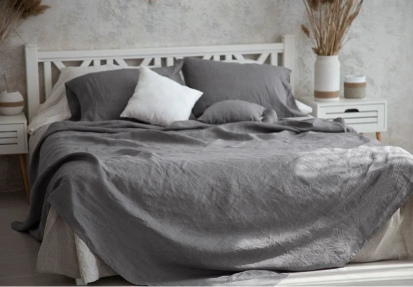 1Piece Washed French Bed linens Pure linen 100% Bedsheets Stone