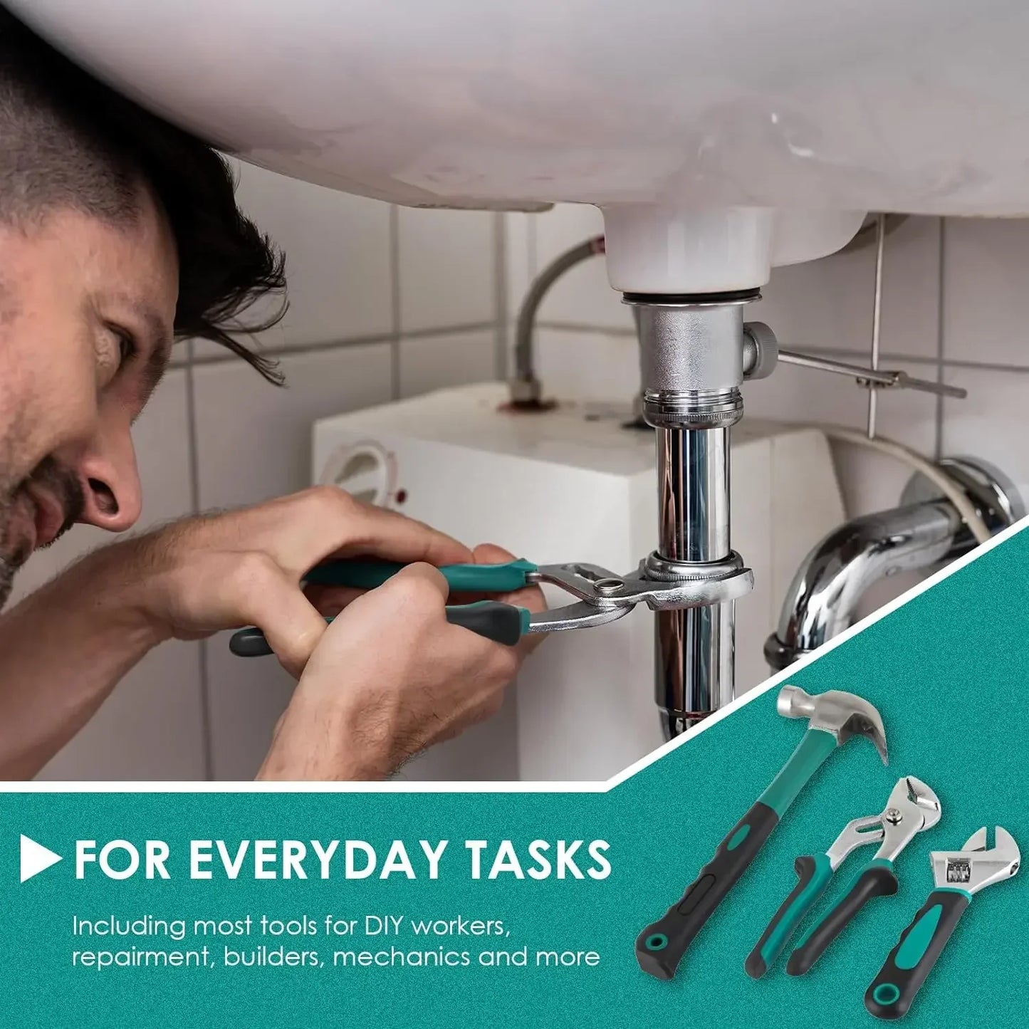 198 Piece Tool Box, Hand Tool Set, Ratchet Socket Tool Set,