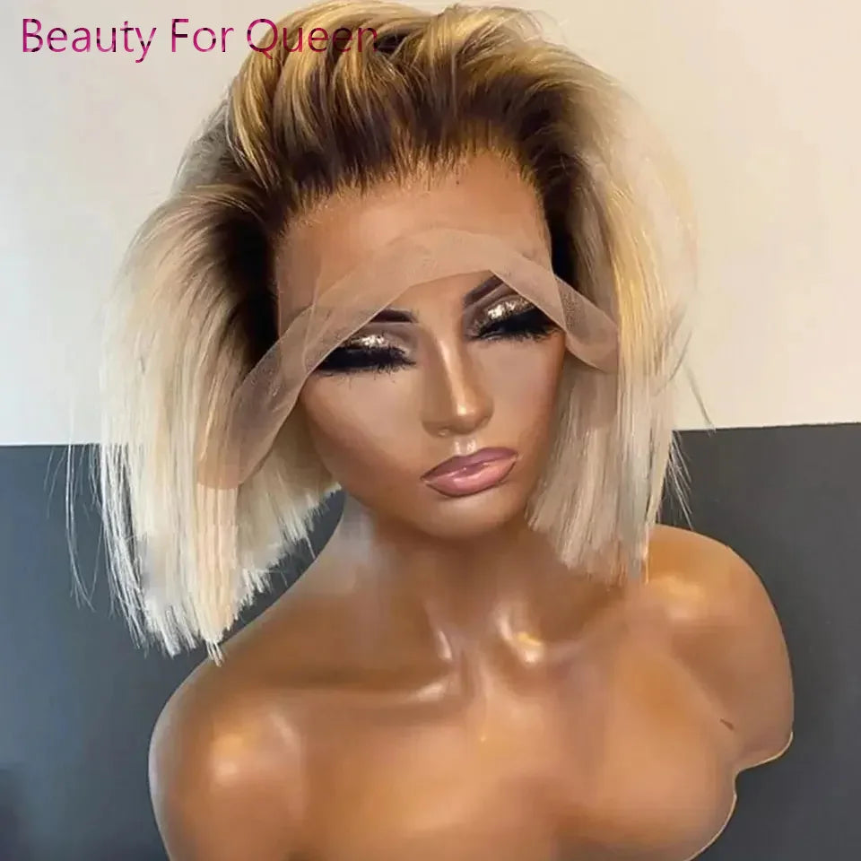 Blonde Short Bob Wig Lace Front Human Hair Wigs