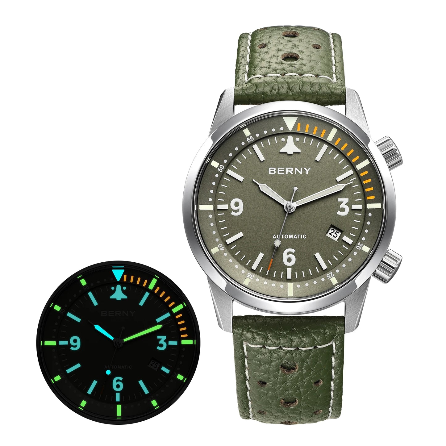 BERNY 20ATM Automatic Men's Diving Watches Top Luminous Sapphire AR Coated Diver Watches