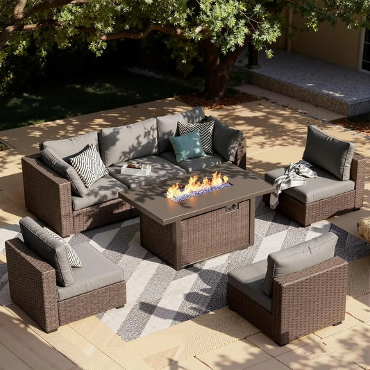 7-Pieces Patio Furniture Sets Outdoor Sectional Sofa